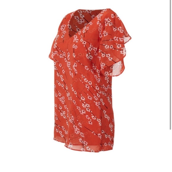 Cabi Split Flutter Sleeve Chiffon Cherry Blossom Blouse Size XXL - Picture 7 of 12